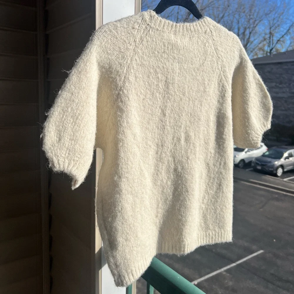 🆕🌾✨De Royal Italy Wool Alpaca Blend Sequin Cream Sweater Knit Top Holiday Size S